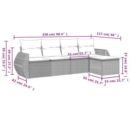 Set Divani Da Giardino 5 Pz Con Cuscini In Polyrattan Nero