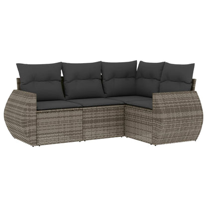 Set Divani Da Giardino 4 Pz Con Cuscini In Polyrattan Grigio