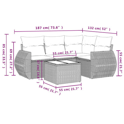 Set Divani Da Giardino 5 Pz Con Cuscini In Polyrattan Nero