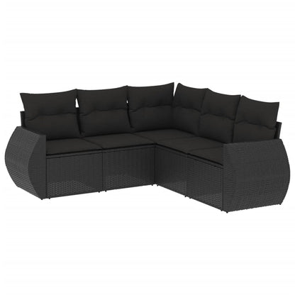 Set Divani Da Giardino 5 Pz Con Cuscini In Polyrattan Nero