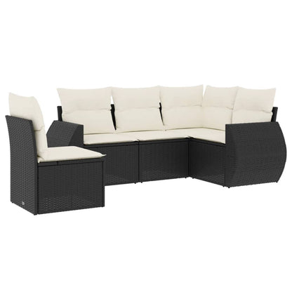 Set Divani Da Giardino 5 Pz Con Cuscini In Polyrattan Nero