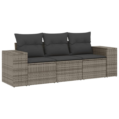 Set Divani Da Giardino 3 Pz Con Cuscini Grigio In Polyrattan