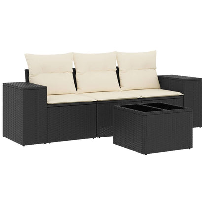 Set Divani Da Giardino 4 Pz Con Cuscini Nero In Polyrattan