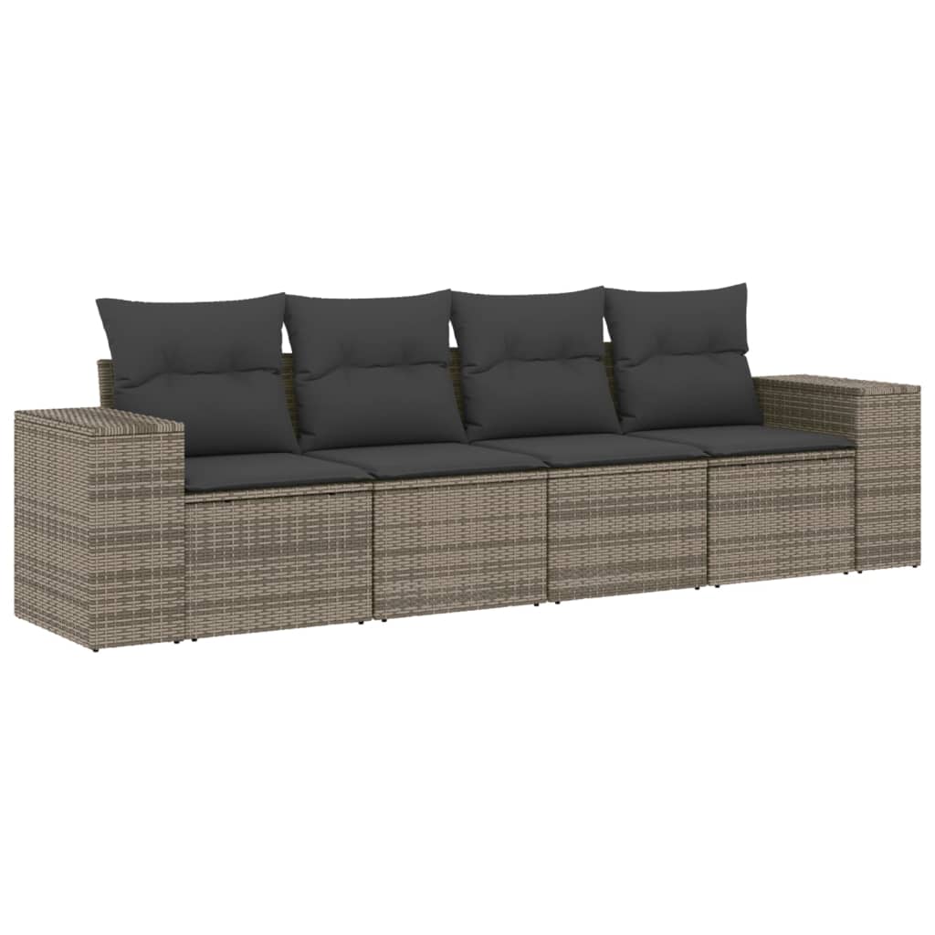 Set Divani Da Giardino 4 Pz Con Cuscini In Polyrattan Grigio