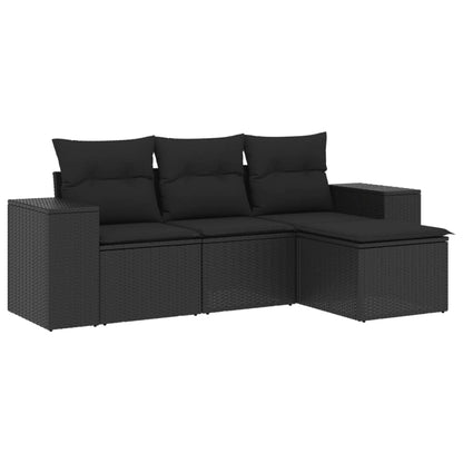 Set Divani Da Giardino 4 Pz Con Cuscini Nero In Polyrattan