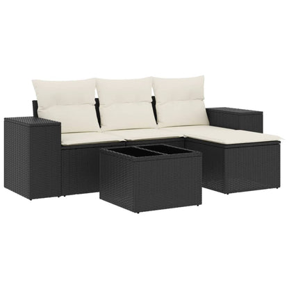 Set Divani Da Giardino 5 Pz Con Cuscini In Polyrattan Nero