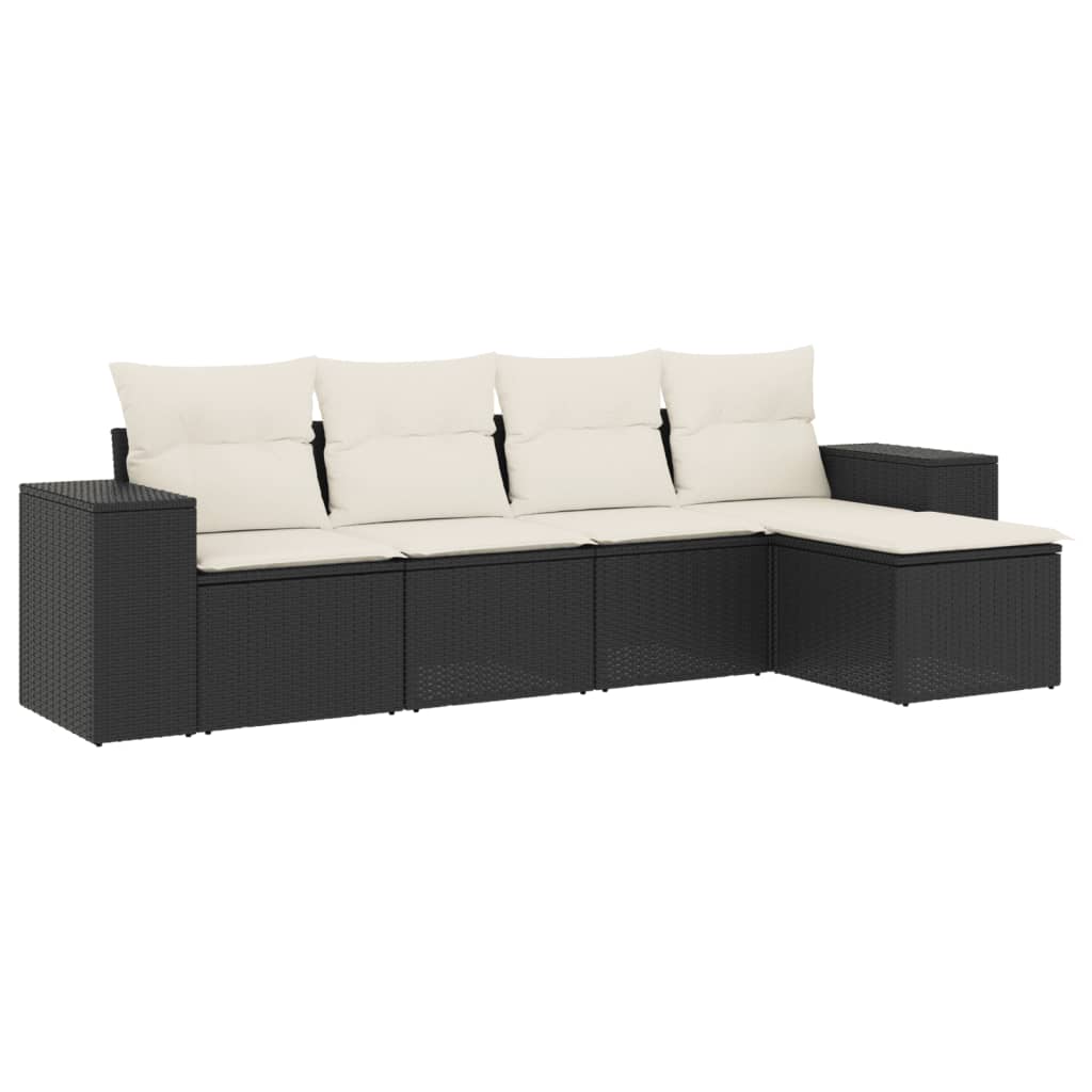 Set Divani Da Giardino 5 Pz Con Cuscini In Polyrattan Nero