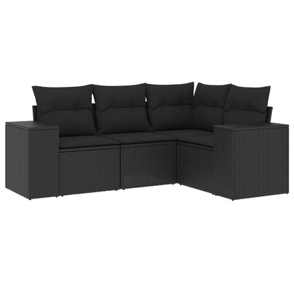 Set Divani Da Giardino 4 Pz Con Cuscini Nero In Polyrattan