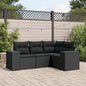 Set Divani Da Giardino 4 Pz Con Cuscini Nero In Polyrattan