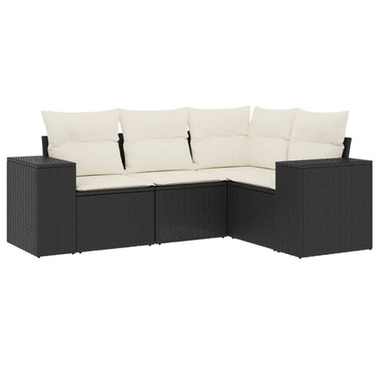 Set Divani Da Giardino 4 Pz Con Cuscini Nero In Polyrattan