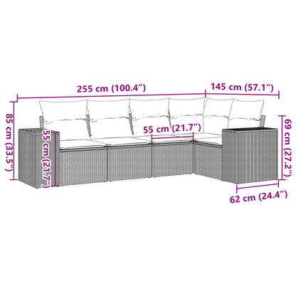 Set Divani Da Giardino 5 Pz Con Cuscini In Polyrattan Nero