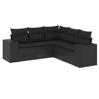 Set Divani Da Giardino 5 Pz Con Cuscini In Polyrattan Nero