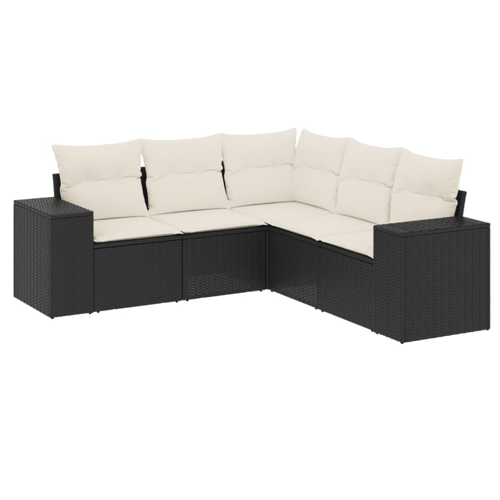 Set Divani Da Giardino 5 Pz Con Cuscini In Polyrattan Nero