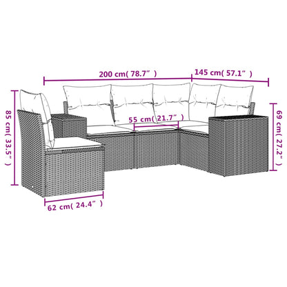 Set Divani Da Giardino 5 Pz Con Cuscini In Polyrattan Nero