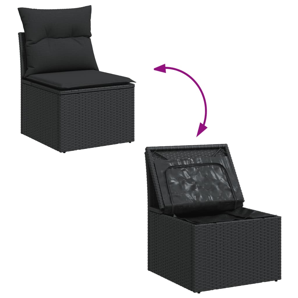 Set Divani Da Giardino 4 Pz Con Cuscini Nero In Polyrattan