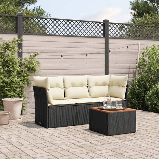 Set Divani Da Giardino 4 Pz Con Cuscini Nero In Polyrattan