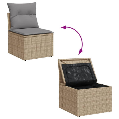 Set Divano Da Giardino 4 Pz Con Cuscini Beige Misto Polyrattan