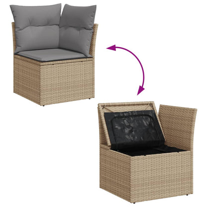 Set Divano Da Giardino 4 Pz Con Cuscini Beige Misto Polyrattan