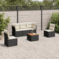 Set Divano Da Giardino 6 Pz Con Cuscini Nero In Polyrattan