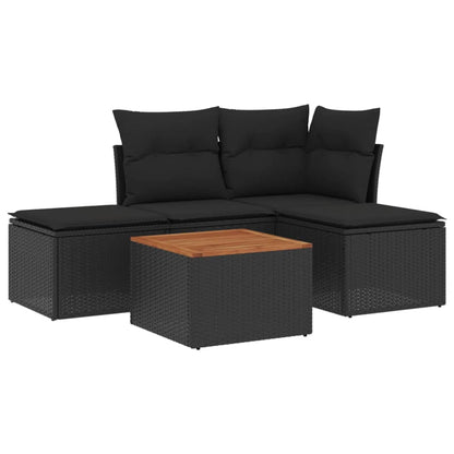 Set Divani Da Giardino 5 Pz Con Cuscini In Polyrattan Nero