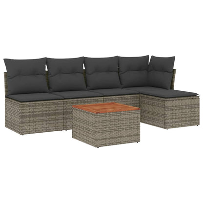 Set Divano Da Giardino 6 Pz Con Cuscini Grigio In Polyrattan