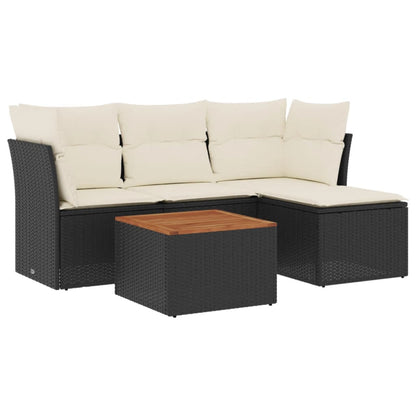 Set Divani Da Giardino 5 Pz Con Cuscini In Polyrattan Nero