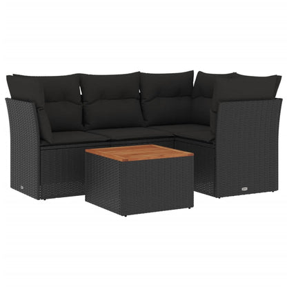 Set Divani Da Giardino 5 Pz Con Cuscini In Polyrattan Nero