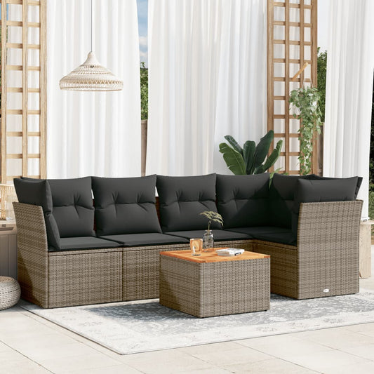 Set Divano Da Giardino 6 Pz Con Cuscini Grigio In Polyrattan