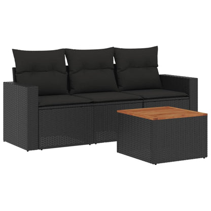 Set Divani Da Giardino 4 Pz Con Cuscini Nero In Polyrattan