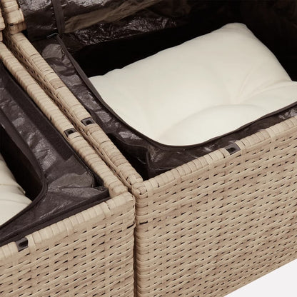 Set Divano Da Giardino 4 Pz Con Cuscini Beige In Polyrattan