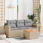 Set Divano Da Giardino 4 Pz Con Cuscini Beige Misto Polyrattan