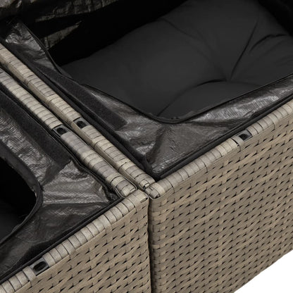 Set Divani Da Giardino 4 Pz Con Cuscini In Polyrattan Grigio