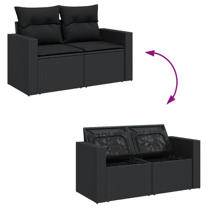 Set Divani Da Giardino 5 Pz Con Cuscini In Polyrattan Nero