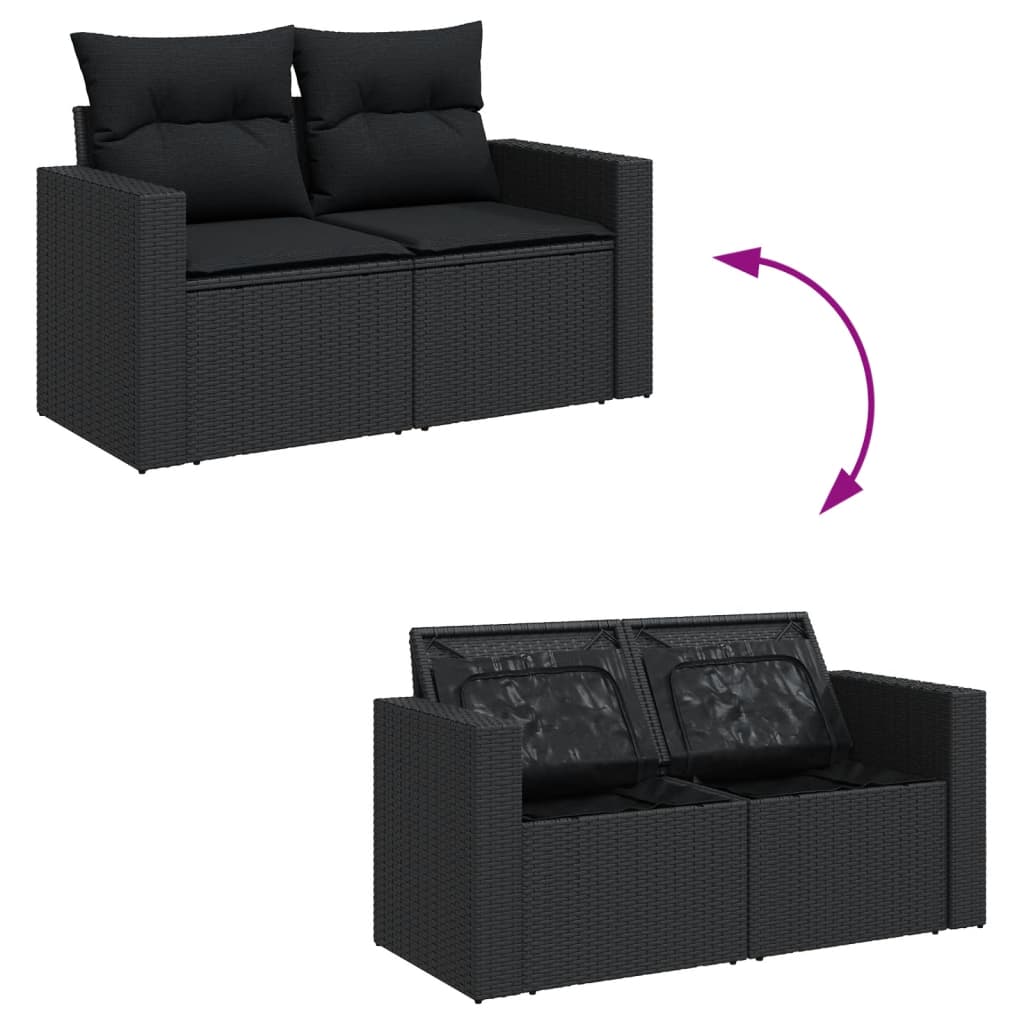 Set Divani Da Giardino 5 Pz Con Cuscini In Polyrattan Nero