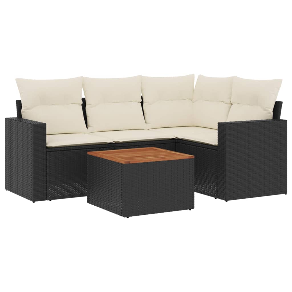 Set Divani Da Giardino 5 Pz Con Cuscini In Polyrattan Nero