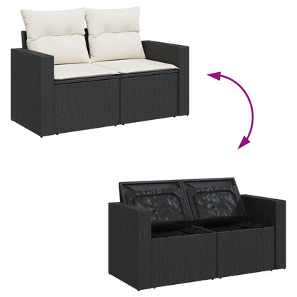 Set Divano Da Giardino 6 Pz Con Cuscini Nero In Polyrattan