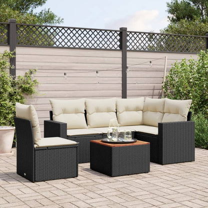 Set Divano Da Giardino 6 Pz Con Cuscini Nero In Polyrattan