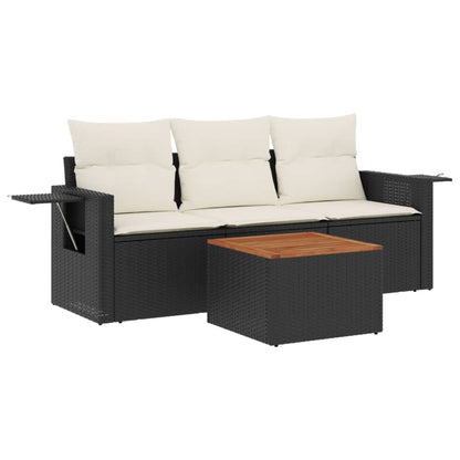 Set Divani Da Giardino 4 Pz Con Cuscini Nero In Polyrattan