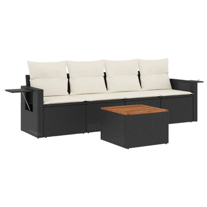 Set Divani Da Giardino 5 Pz Con Cuscini In Polyrattan Nero