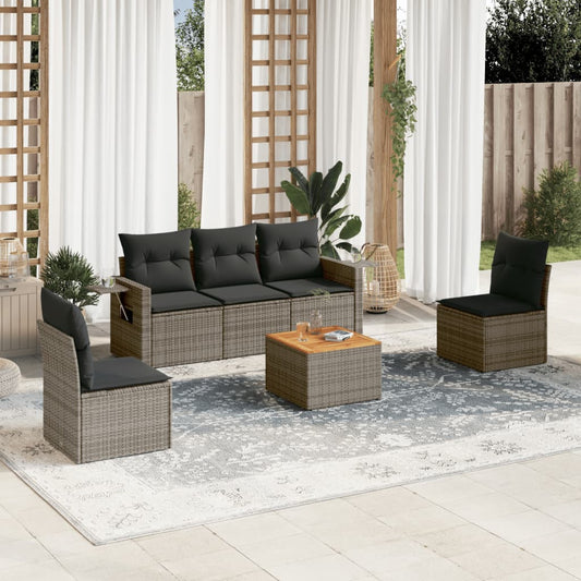 Set Divano Da Giardino 6 Pz Con Cuscini Grigio In Polyrattan