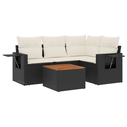 Set Divani Da Giardino 5 Pz Con Cuscini In Polyrattan Nero