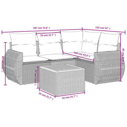 Set Divani Da Giardino 5 Pz Con Cuscini In Polyrattan Nero