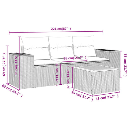 Set Divani Da Giardino 4 Pz Con Cuscini Nero In Polyrattan