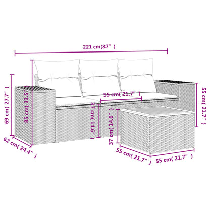 Set Divani Da Giardino 4 Pz Con Cuscini Nero In Polyrattan