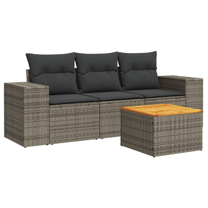 Set Divani Da Giardino 4 Pz Con Cuscini In Polyrattan Grigio