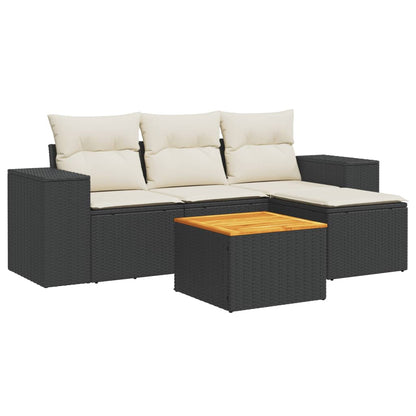 Set Divani Da Giardino 5 Pz Con Cuscini In Polyrattan Nero