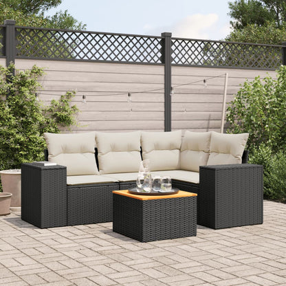 Set Divani Da Giardino 5 Pz Con Cuscini In Polyrattan Nero