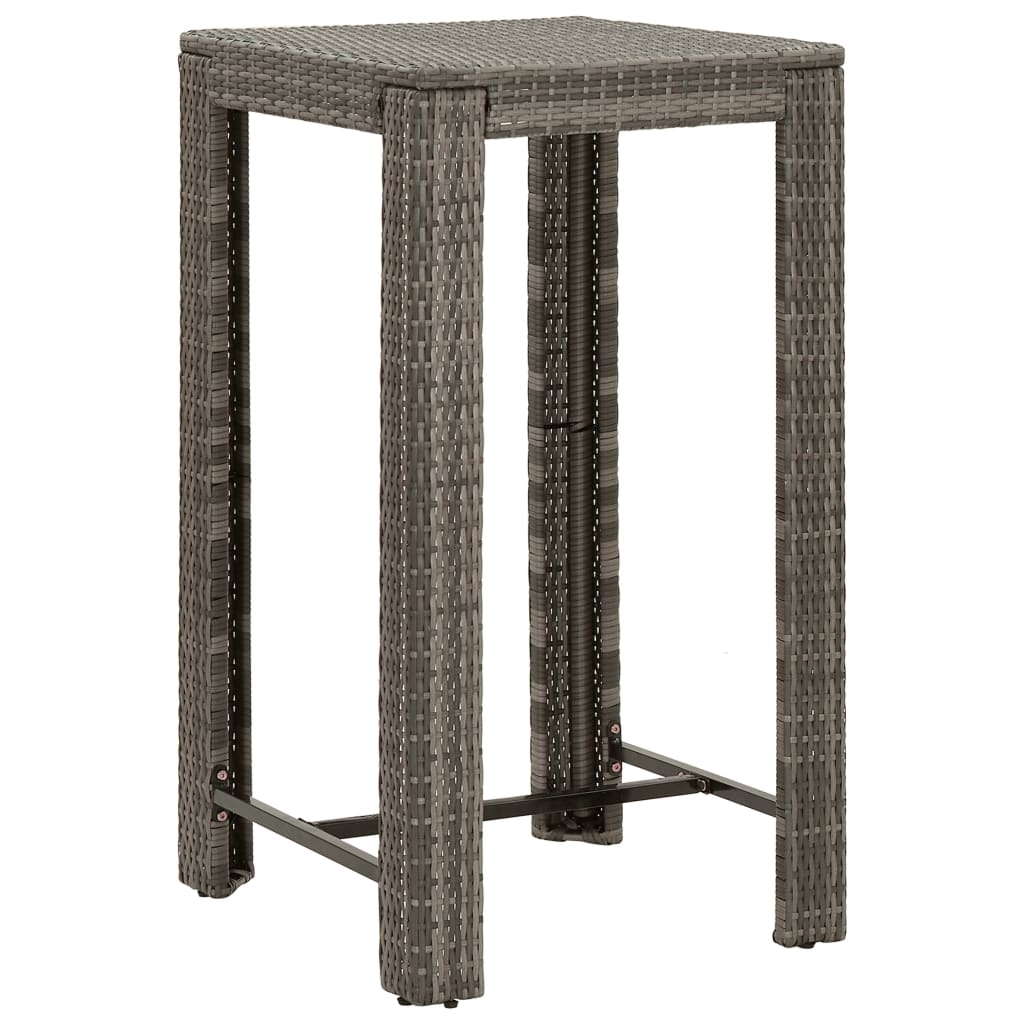 Set Bar Da Giardino 3pz Con Cuscini Grigio In Polyrattan