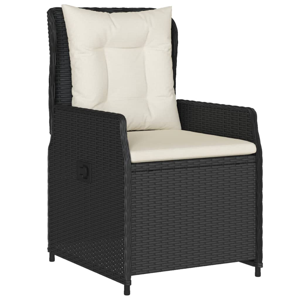 Set Da Bistrò 3 Pz Con Cuscini Nero In Polyrattan