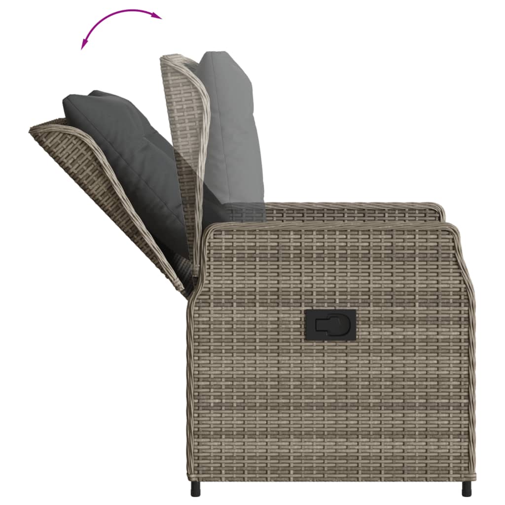 Set Da Bistrò 3 Pz Con Cuscini Grigio In Polyrattan